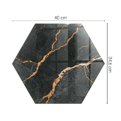 Zeshoekig vloerplaat voor houtkachel Klassiek marmer met subtiele aderen.