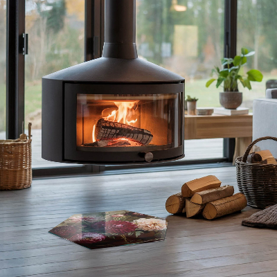 Zeshoekig kachel vloerplaat Details van kleurrijke bloemen