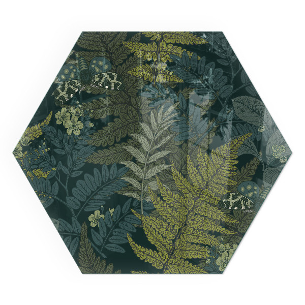 Zeshoekig vloerplaat voor houtkachel Vlinders tussen plantenaccenten