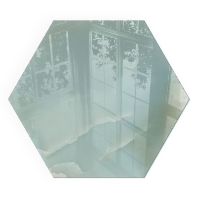 Zeshoekig vloerplaat voor kachel Elegant marmermotief