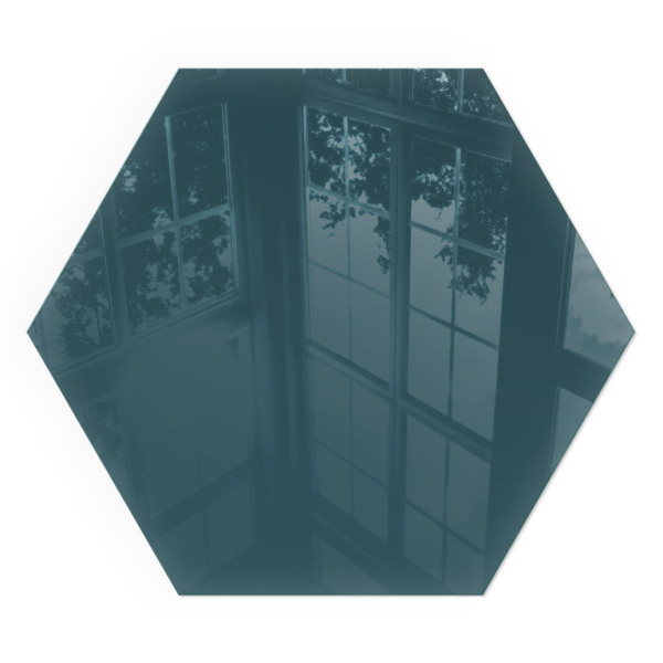 Zeshoekig vloerplaat voor houtkachel Zeekleur