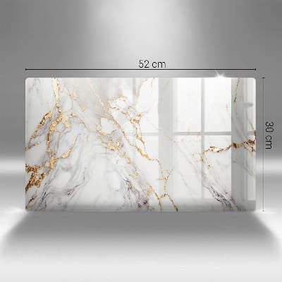 Grafkaars onderzetter rectangular Licht marmer met goud