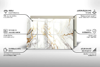 Grafkaars onderzetter rectangular Licht marmer met goud