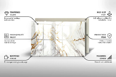 Grafkaars onderzetter rectangular Licht marmer met goud