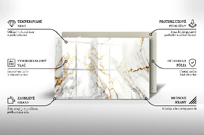 Grafkaars onderzetter rectangular Licht marmer met goud