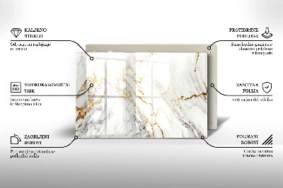 Grafkaars onderzetter rectangular Licht marmer met goud