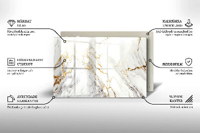 Grafkaars onderzetter rectangular Licht marmer met goud