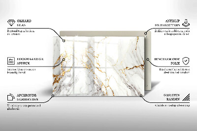 Grafkaars onderzetter rectangular Licht marmer met goud