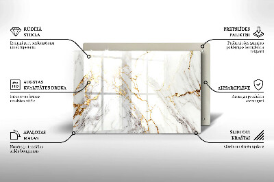 Grafkaars onderzetter rectangular Licht marmer met goud