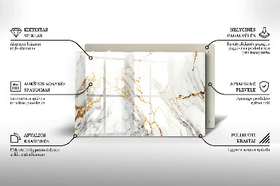 Grafkaars onderzetter rectangular Licht marmer met goud