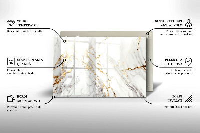 Grafkaars onderzetter rectangular Licht marmer met goud