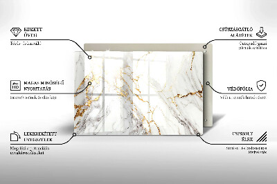 Grafkaars onderzetter rectangular Licht marmer met goud