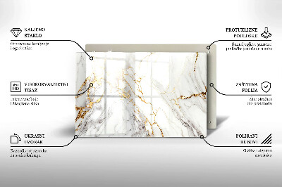 Grafkaars onderzetter rectangular Licht marmer met goud