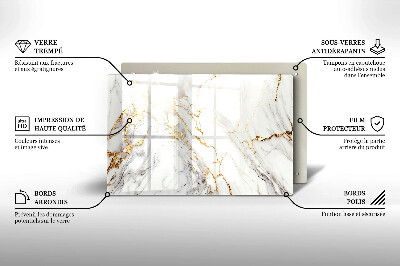 Grafkaars onderzetter rectangular Licht marmer met goud