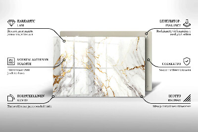 Grafkaars onderzetter rectangular Licht marmer met goud