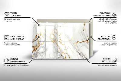 Grafkaars onderzetter rectangular Licht marmer met goud