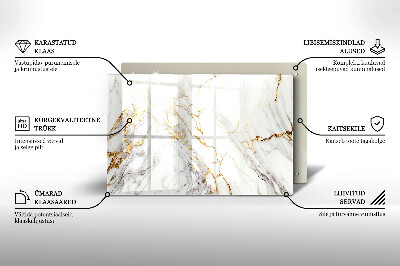 Grafkaars onderzetter rectangular Licht marmer met goud