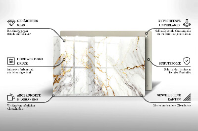 Grafkaars onderzetter rectangular Licht marmer met goud