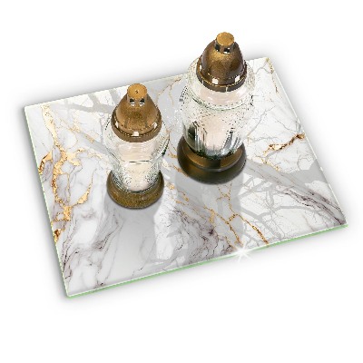 Grafkaars onderzetter rectangular Licht marmer met goud