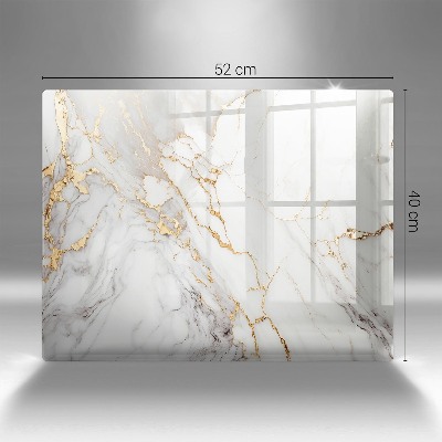 Grafkaars onderzetter rectangular Licht marmer met goud