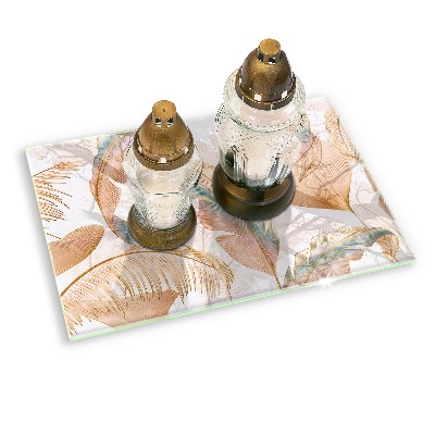 Grafkaars onderzetter rectangular Boho veren en bladeren