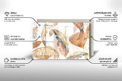 Grafkaars onderzetter rectangular Boho veren en bladeren