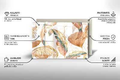 Grafkaars onderzetter rectangular Boho veren en bladeren