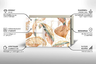 Grafkaars onderzetter rectangular Boho veren en bladeren