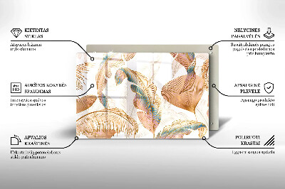 Grafkaars onderzetter rectangular Boho veren en bladeren