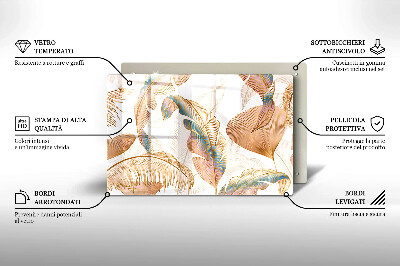 Grafkaars onderzetter rectangular Boho veren en bladeren