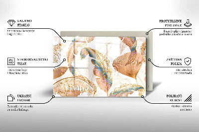 Grafkaars onderzetter rectangular Boho veren en bladeren