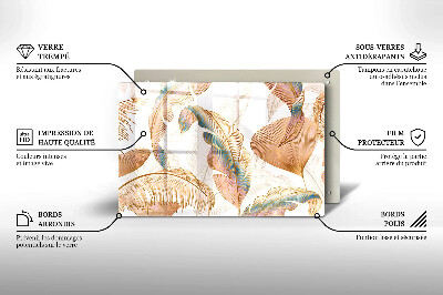 Grafkaars onderzetter rectangular Boho veren en bladeren