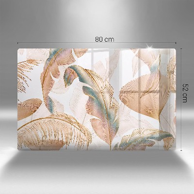 Grafkaars onderzetter rectangular Boho veren en bladeren