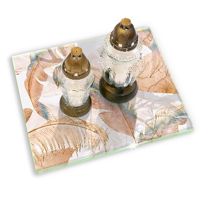 Grafkaars onderzetter rectangular Boho veren en bladeren