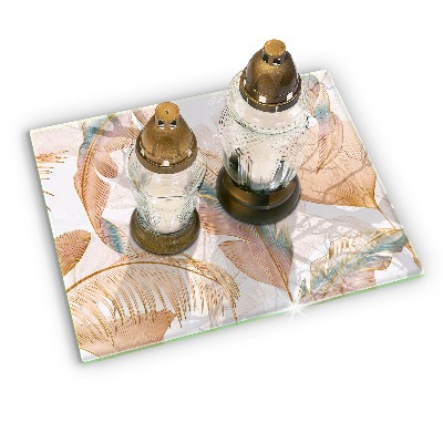 Grafkaars onderzetter rectangular Boho veren en bladeren