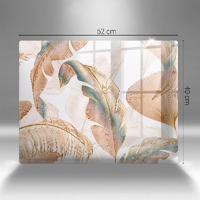 Grafkaars onderzetter rectangular Boho veren en bladeren