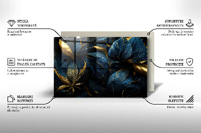 Grafkaars onderzetter rectangular Decoratieve bladeren met goud