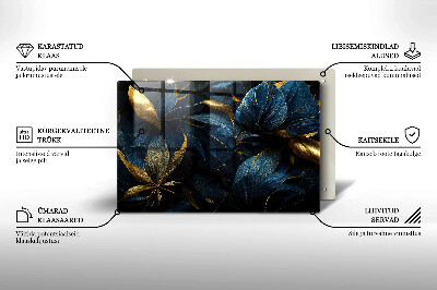 Grafkaars onderzetter rectangular Decoratieve bladeren met goud