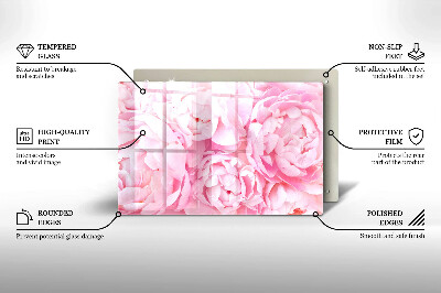 Grafkaars onderzetter rectangular Delicate pioenrozen