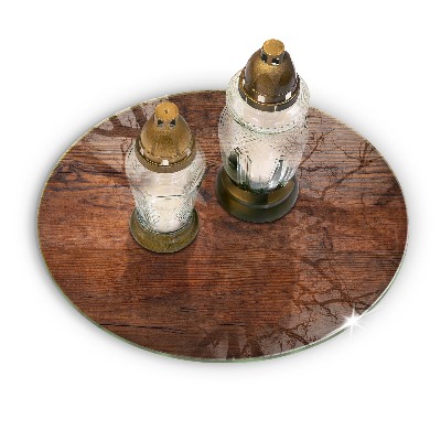 Glasplaat voor grafkaars Donker houten bord