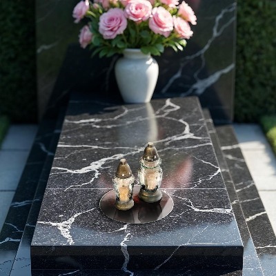 Glasplaat voor grafkaars Donker houten bord