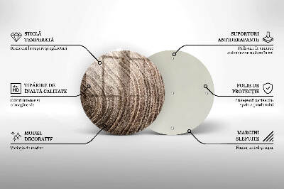 Glasplaat voor grafkaars Boomringen hout
