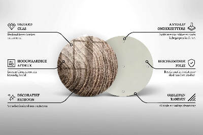 Glasplaat voor grafkaars Boomringen hout