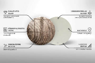 Glasplaat voor grafkaars Boomringen hout
