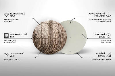 Glasplaat voor grafkaars Boomringen hout