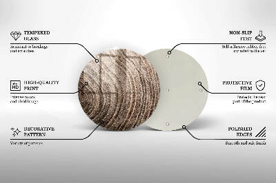 Glasplaat voor grafkaars Boomringen hout