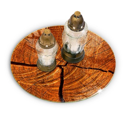 Glasplaat voor grafkaars Houten stamstructuur