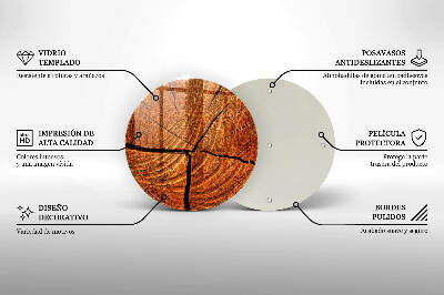 Glasplaat voor grafkaars Houten stamstructuur