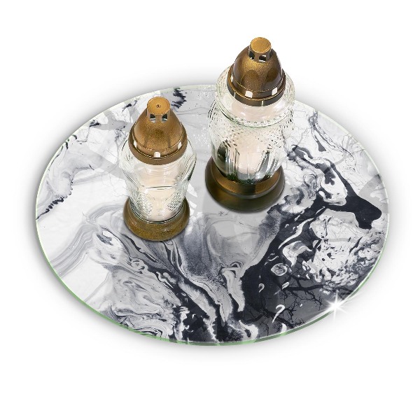 Glasplaat voor grafkaars Inktabstractie