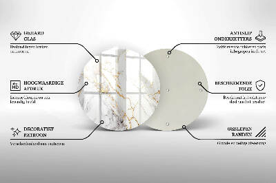 Glasplaat voor grafkaars Licht marmer met goud